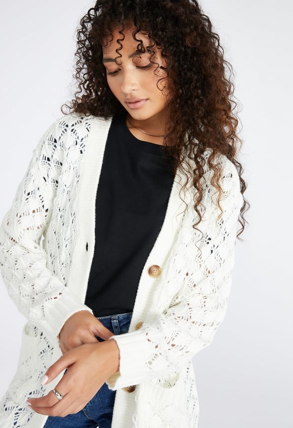 Popcorn Boyfriend Cardigan Marshmallow White
