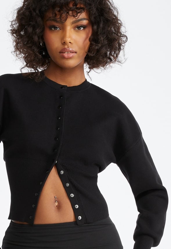 Cinched Waist Cardigan Black Caviar