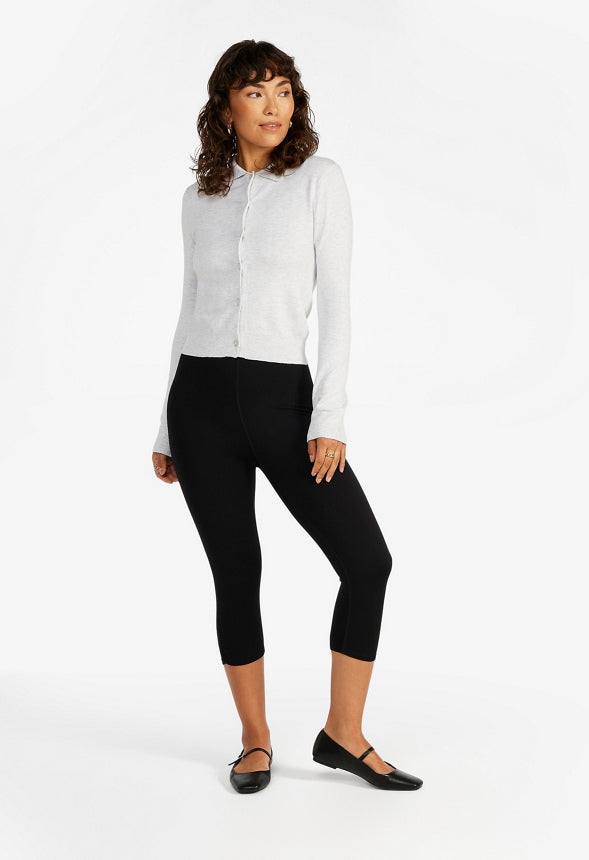 Tissue Polo Cardigan Light Heather Grey