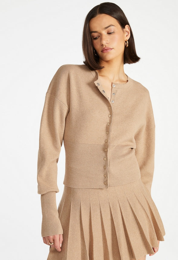 Cinched Waist Cardigan Taupe Heather