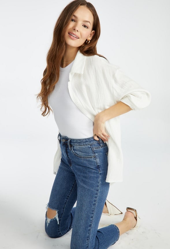 Charlie High Rise Slim Cropped Jeans Drea Medium Wash