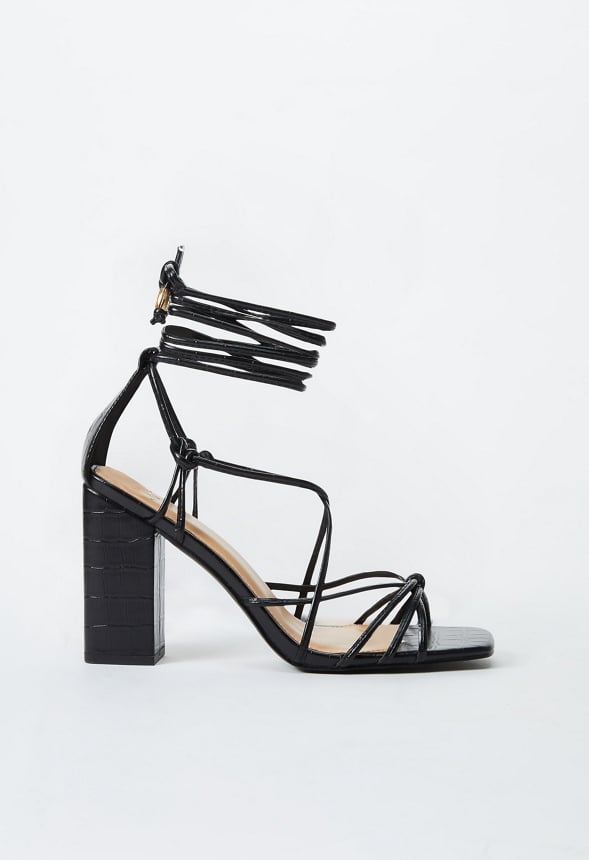 Dimona Strappy Block Heeled Sandal Black