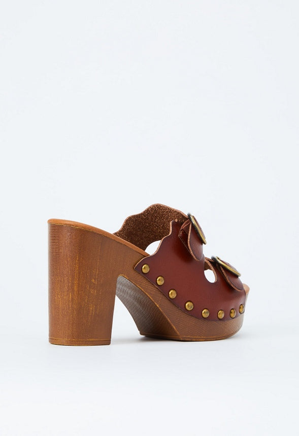 Kacie Studded Platform Sandal Leather Brown