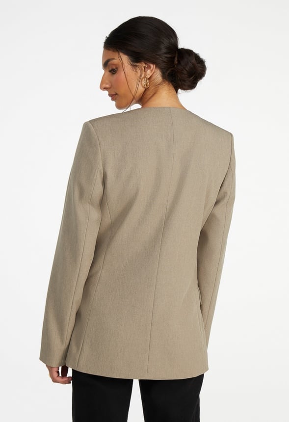 Double-Breasted Blazer Taupe Grey Heather