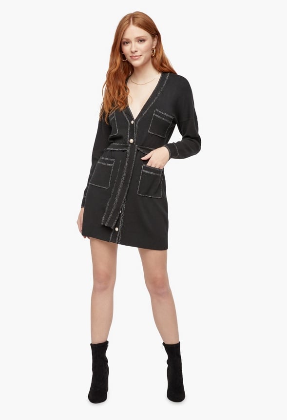 Cardigan Dress Black Caviar With Lurex