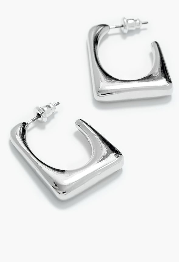 Raye Rectangular Smooth Hoops Silver