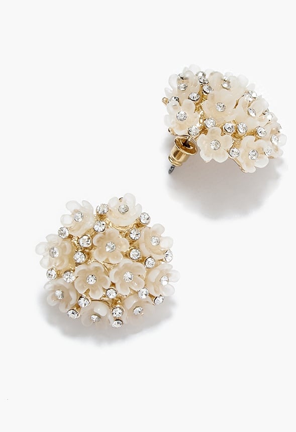 Jasmin Cluster Floral Stud Earrings Gold