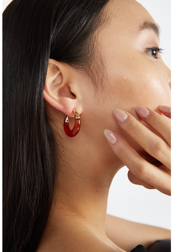 Marlee Graduated Resin Tube With Metal Cap Earring Brown/ Gold
