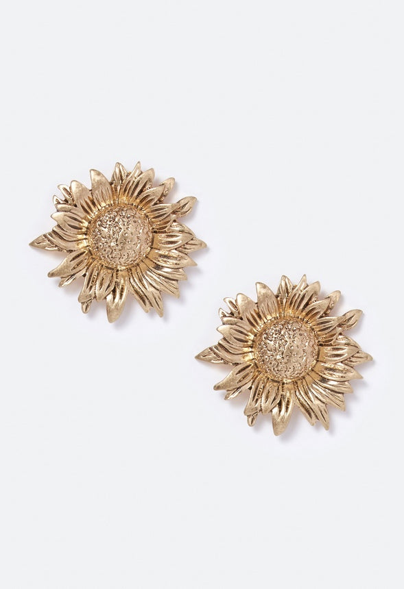 Bailey Sunflower Stud Earrings Gold