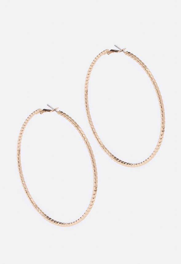 Mila Textured Oversized Hoop Earrings Gold
