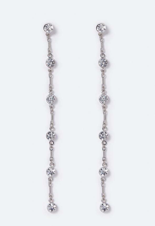 Malia Linked Crystal Strand Earrings Crystal/ Silver