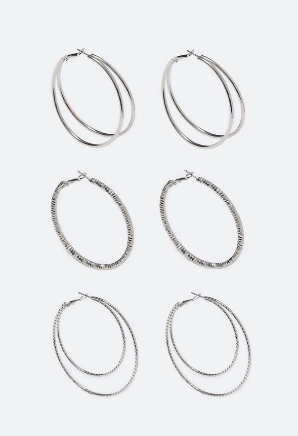 Nina Mixed Hoops Multipack Silver