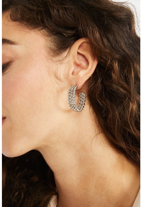 Amari Triple Twist Hoop Earrings Silver