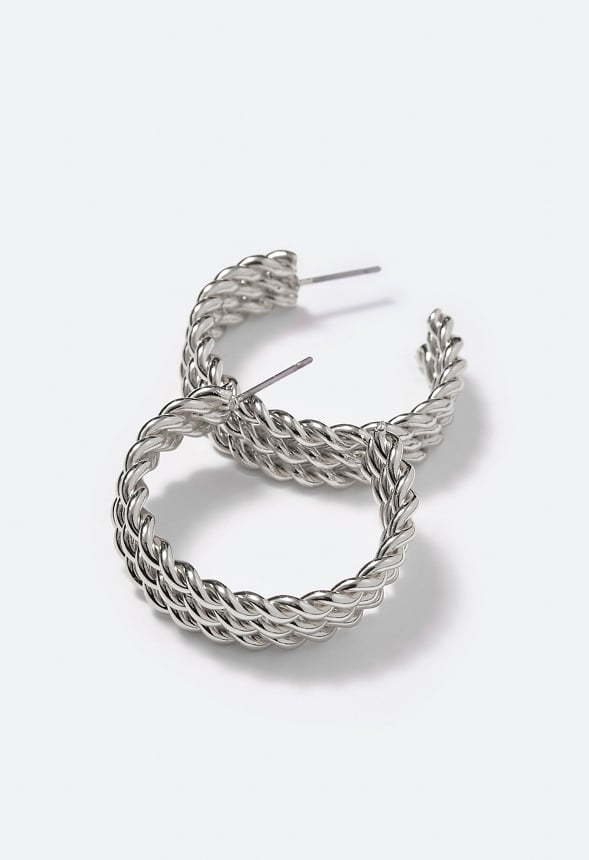 Amari Triple Twist Hoop Earrings Silver