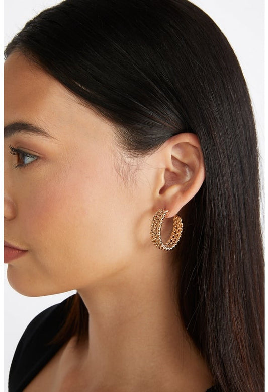 Amari Triple Twist Hoop Earrings Gold