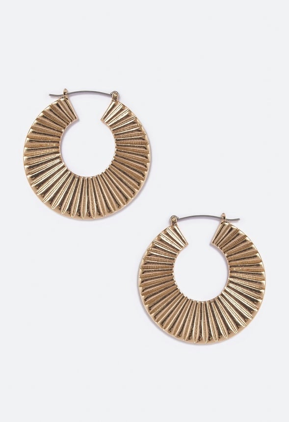 Heidi Clean Lines Ridged Hoop Gold