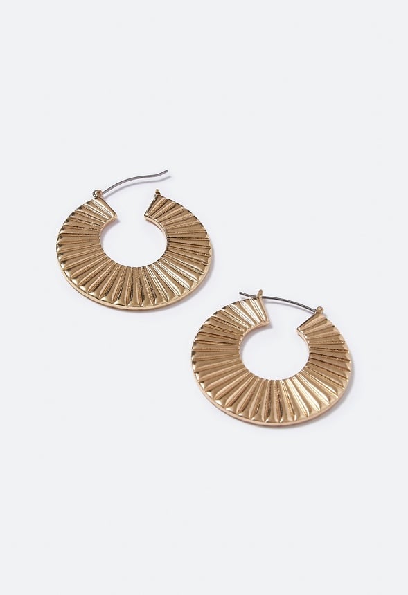 Heidi Clean Lines Ridged Hoop Gold