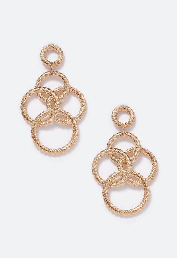 Karla Rope Effect Multi Ring Drop Earrings Gold