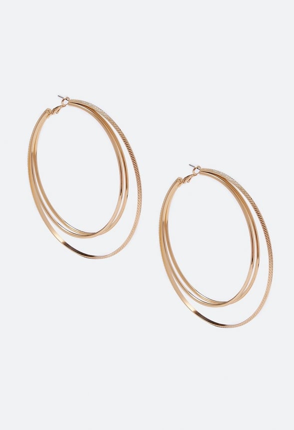 Andrea Fine Triple Hoop Earrings Gold