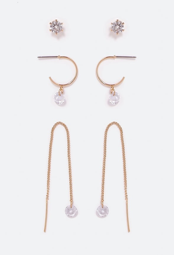 Hope Cubic Zirconia Earrings Multipack Crystal/ Gold