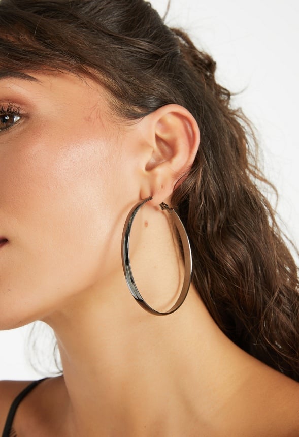 Raquel Oversized Fine Hoop Earrings Pack Gunmetal
