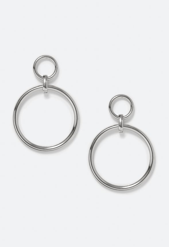 Leia Linked Smooth Ring Drop Earrings Silver