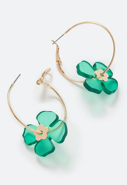 Giana Saint Patricks Green Charm Hoop Earrings  Green/ Gold