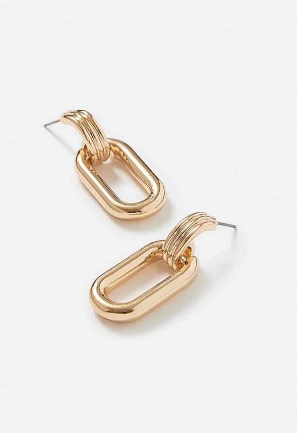 Lily Interlinked Rectangular Door Knocker Earrings Gold 