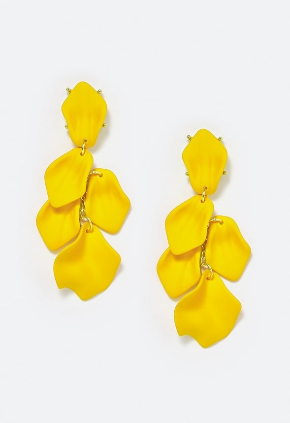 Rya Graduated Powder Coated Petals Dangle Earrings Yellow/ Gold