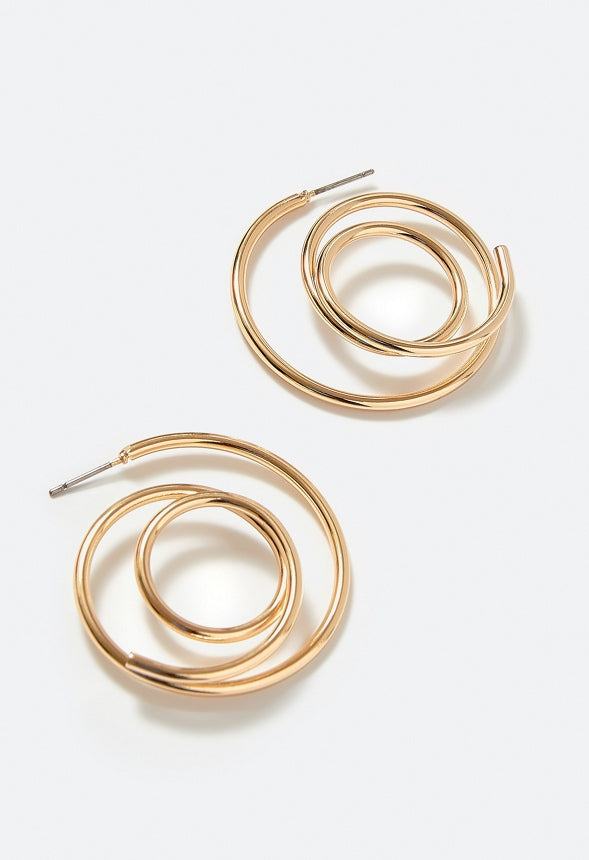 Joni Tube Spiral Hoop Earrings Gold