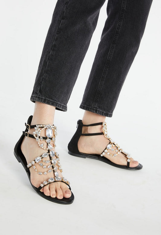 Remy Embellished Gladiator Sandal BLACK
