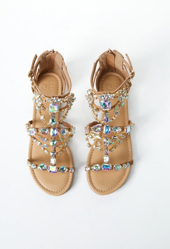 Remy Embellished Gladiator Sandal Beige