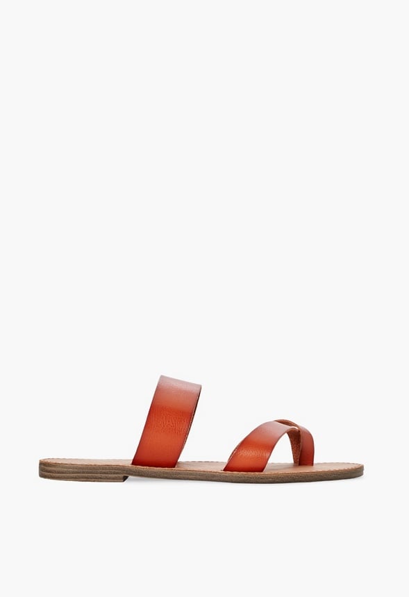 Cloey Faux Leather Slider Cognac