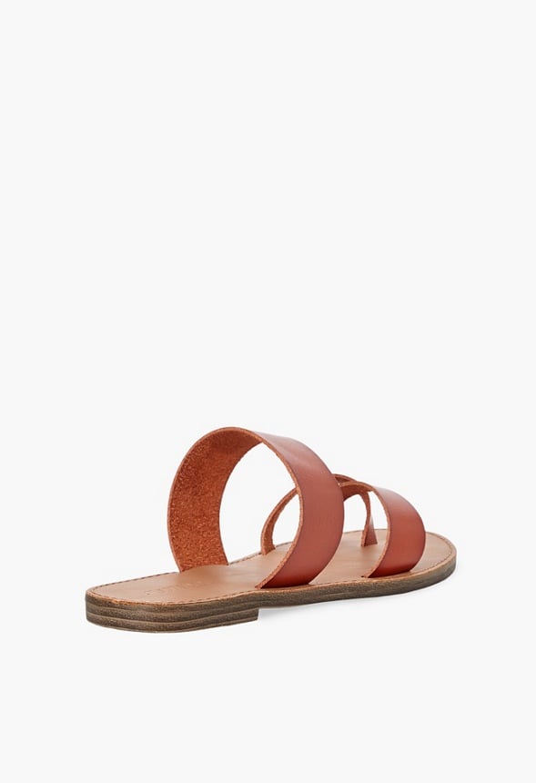 Cloey Faux Leather Slider Cognac