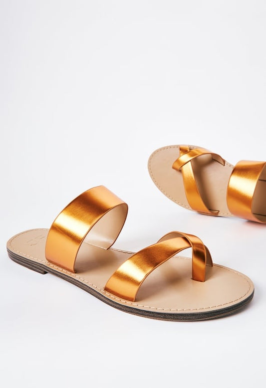 Cloey Faux Leather Slider Mandarin Orange