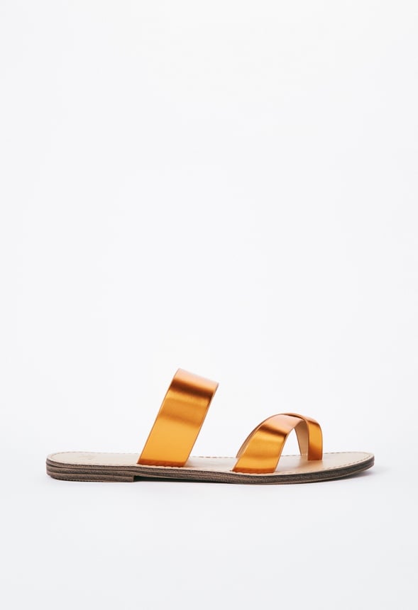 Cloey Faux Leather Slider Mandarin Orange