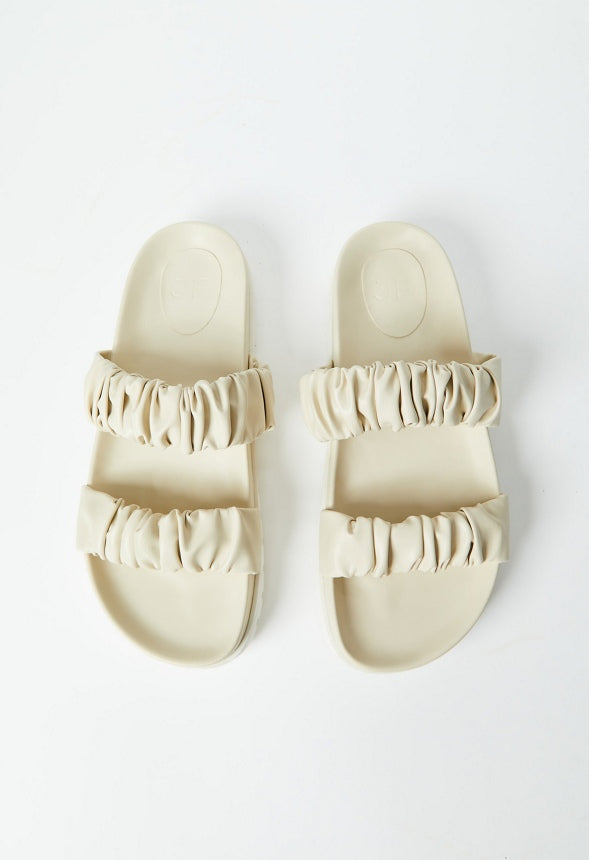 Eva Flat Slide Sandal Birch White