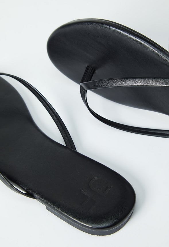 Layla Flat Thong Sandal Black Caviar