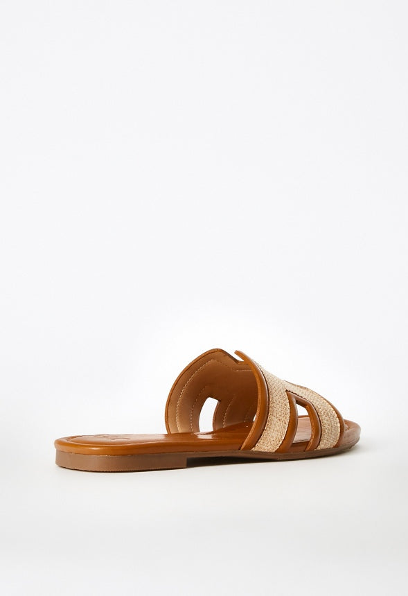 Becca Flat Slide Sandal Camel/ Dark Natural