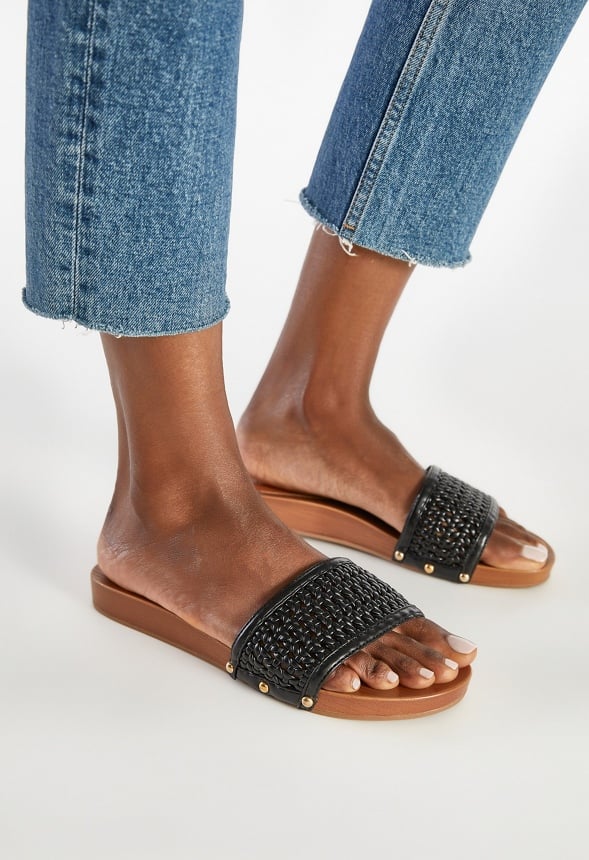 Raya Flat Slide Sandal Black