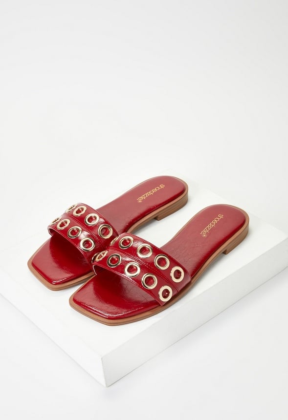 Lani Flat Slide Sandal Anemone Red