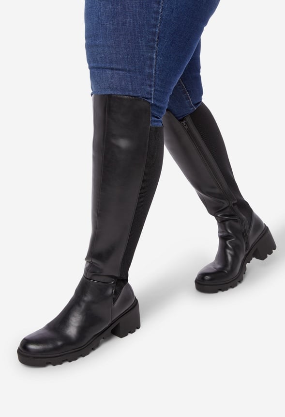 Ayden Chunky Block Heel Boot Black