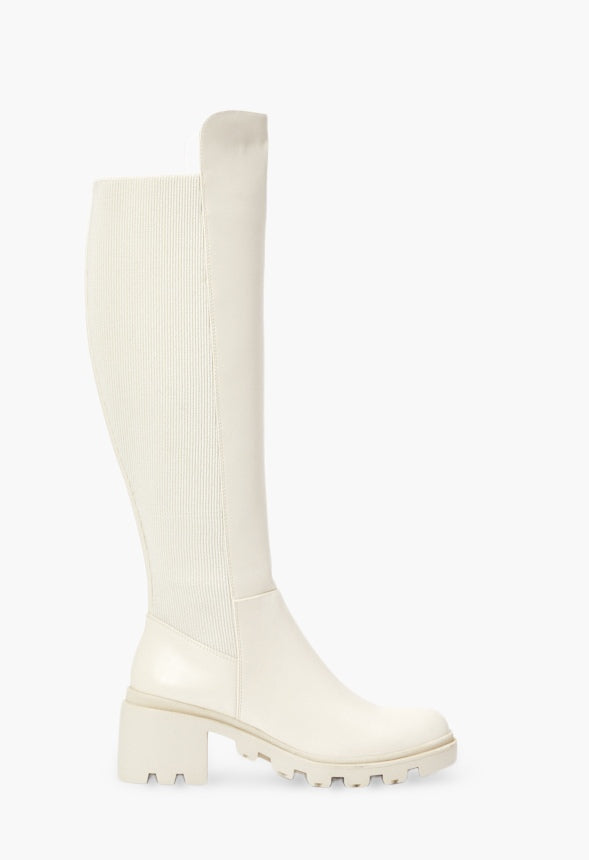Ayden Chunky Block Heeled Boot Bone