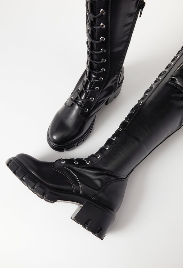 Emyr Buckle Tall Boot Black Caviar