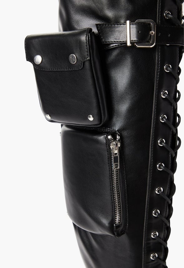 Emyr Buckle Tall Boot Black Caviar