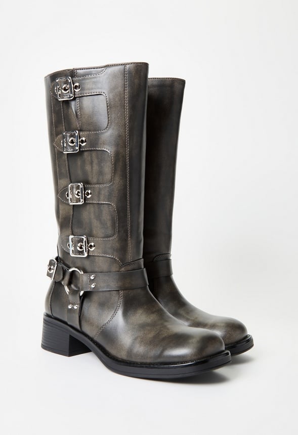 Sable Flat Boot Distressed Black
