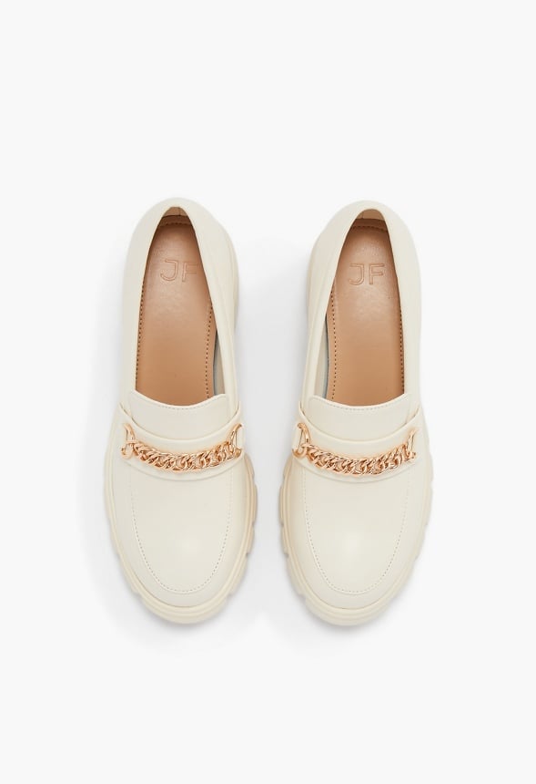 Leli Chain Detail Lug Sole Loafer Birch White
