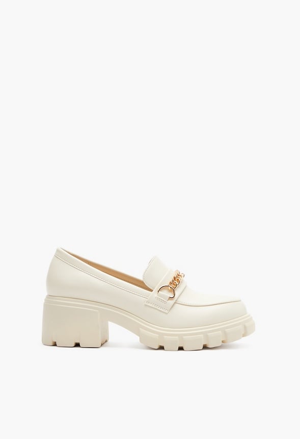 Leli Chain Detail Lug Sole Loafer Birch White