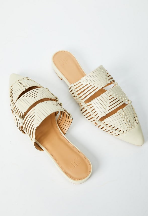 Milana Woven Flat Mule Birch White