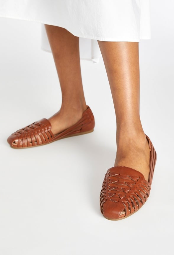 Carla Woven Flat Cognac
